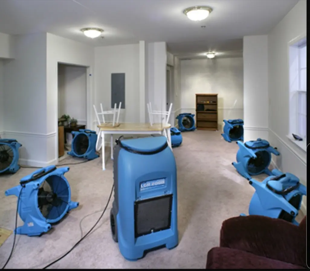 Air movers and dehumidifier setup for Water Extraction & Removal in Morris Plains