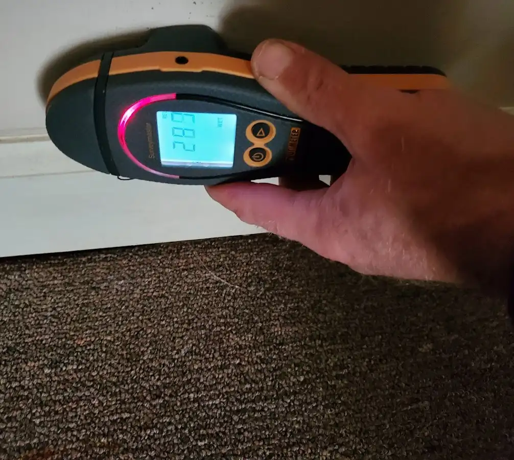 Moisture detection at baseboard during Sewage Cleanup & Sanitation in Morris Plains